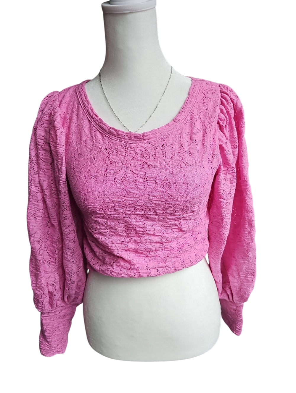 Free People Women's Tea Time Floral Lace Plumeria Lavender Blouse X-Small